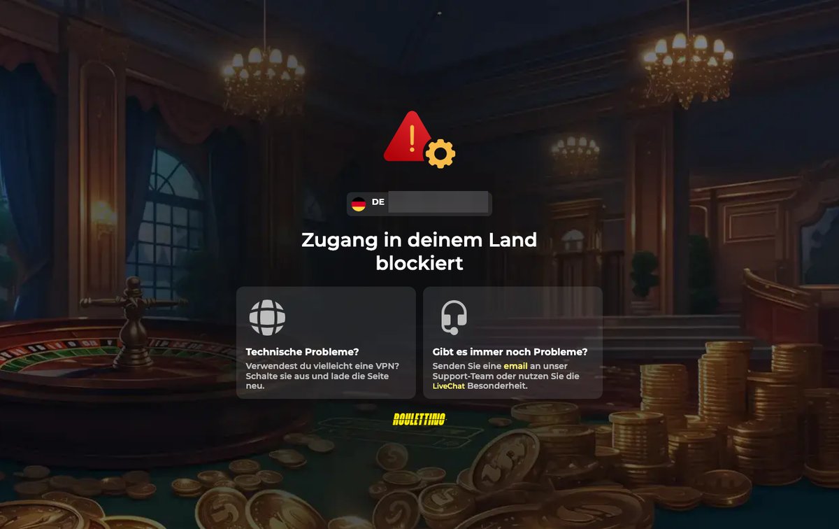 roulettino.com sperrt Besucher aus Deutschland: Zugang in deinem Land blockiert
