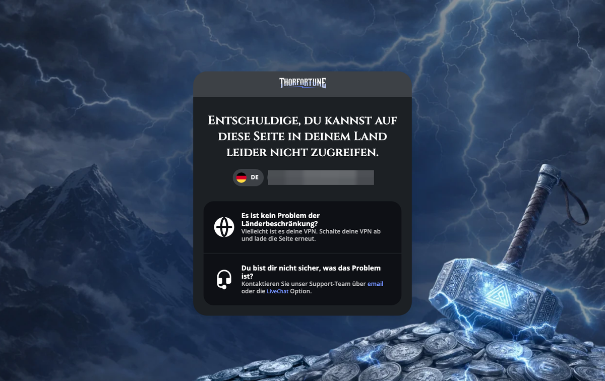 ThorFortune Sperrseite: Zugriff aus Deutschland nicht möglich
