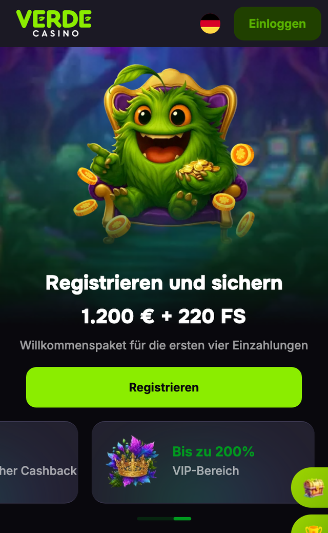 Verde Casino in der mobilen Ansicht