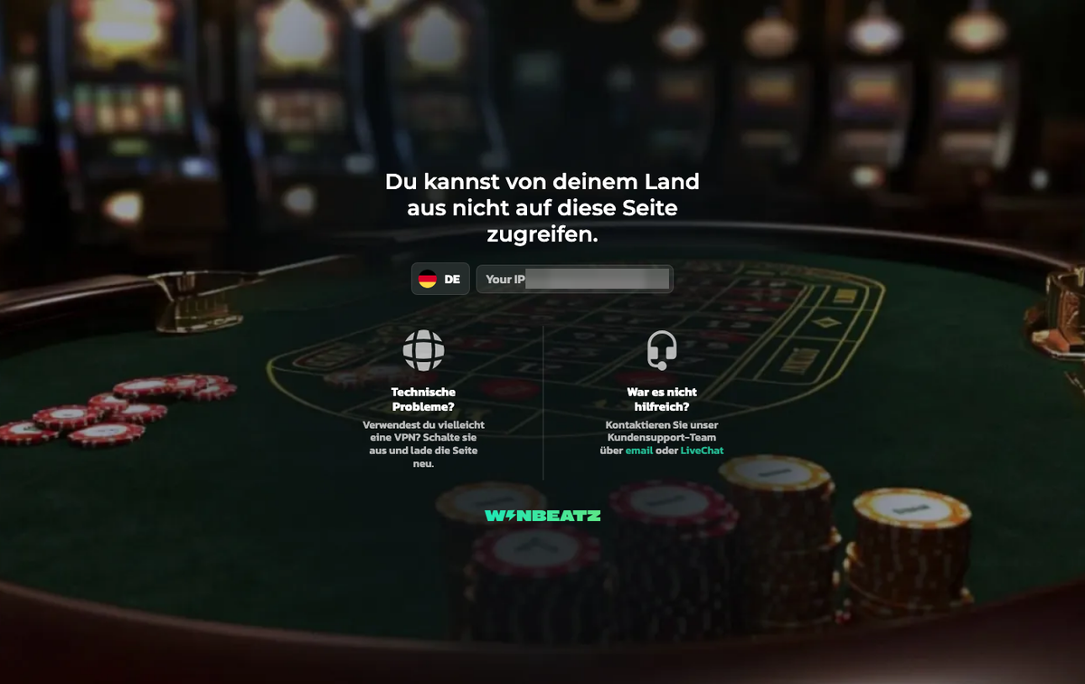 Winbeatz Sperrseite: Zugriff aus Deutschland nicht möglich