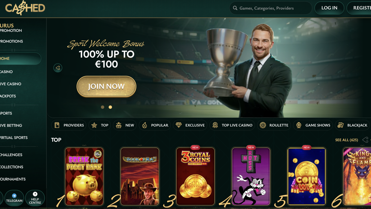 Screenshot der RollXO Casino-Startseite mit Cashback-, VIP- und Live-Turnier-Aktionen